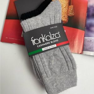 2 PR Frankalza Italy Ladies Boot Socks Merino Wool / Cashmere Blend